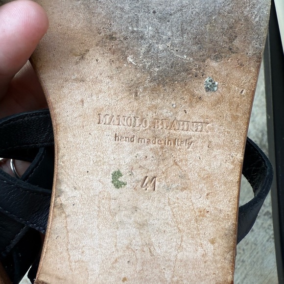 Manolo Blahnik Black Leather Gladiator Sandals Flat With Box Size 41 - Picture 8 of 13